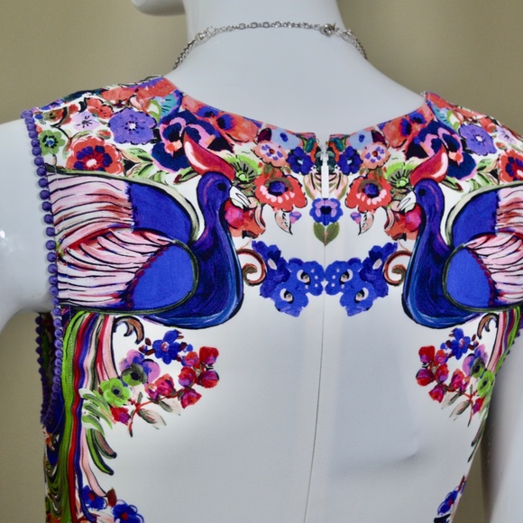 🆕🏷️ Roberto Cavalli Sleeveless Punto Stoffa Sheath Dress, White/Multi - Picture 14 of 16